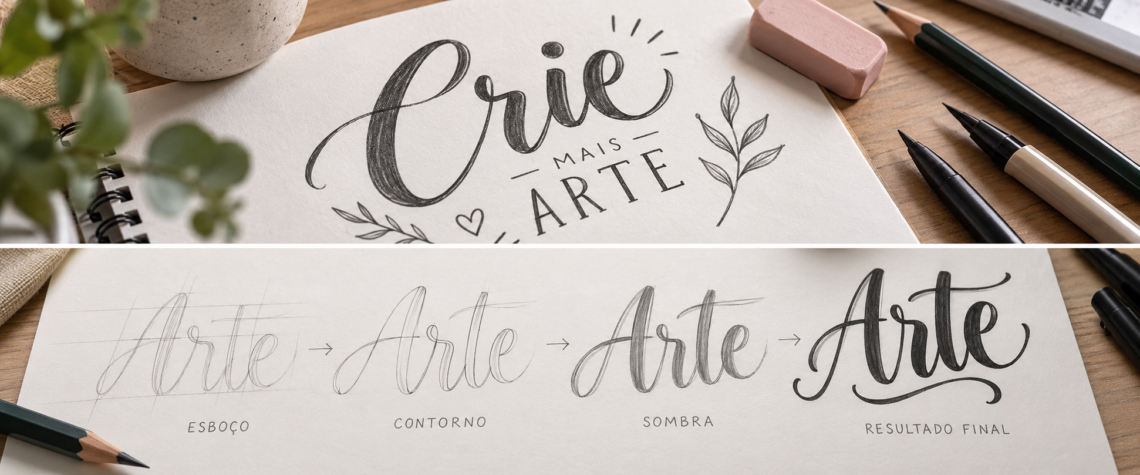 Processo de criação de lettering do esboço ao resultado final